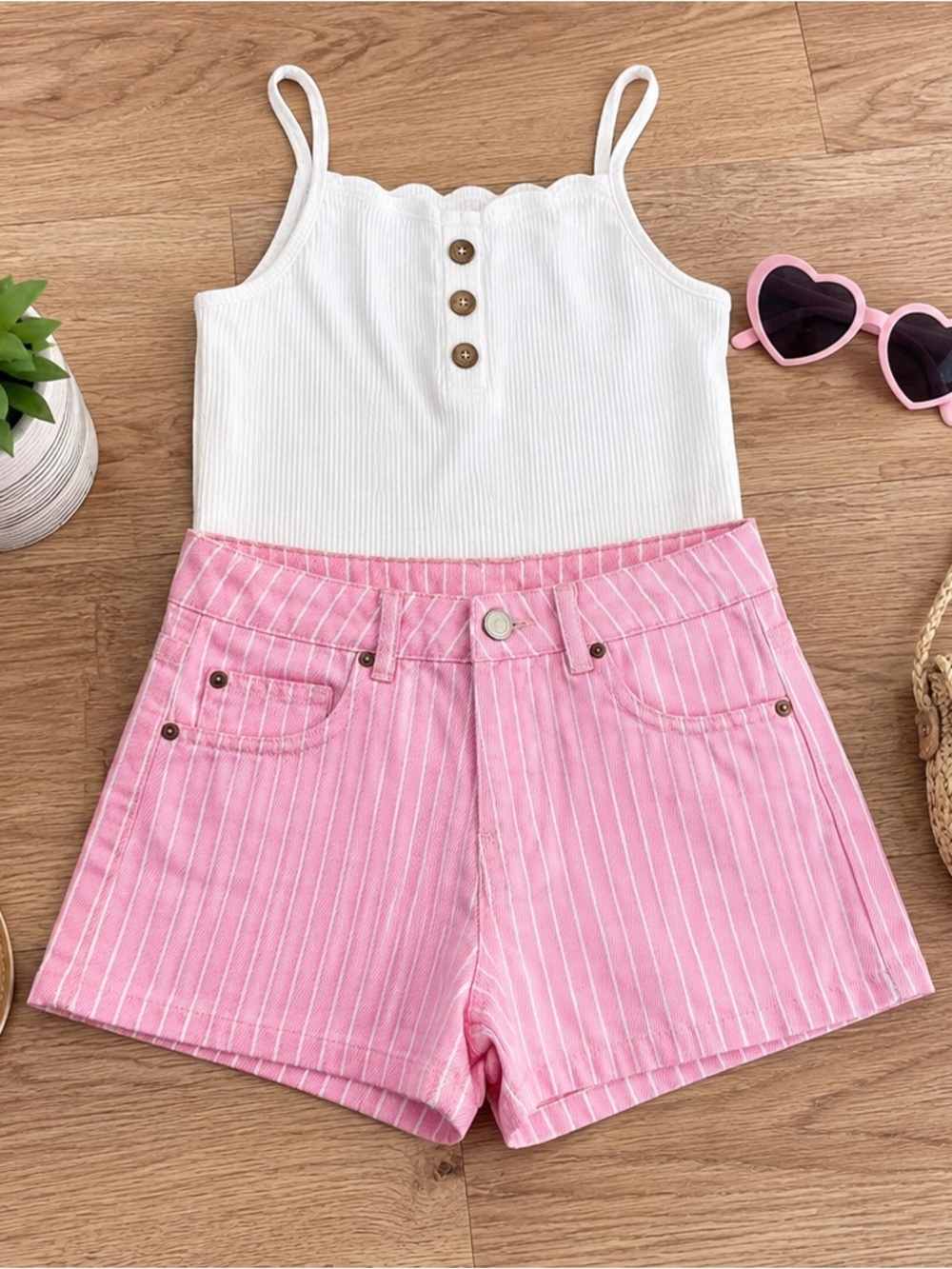 NWT Zara Girls' Pink Stripe Denim Shorts